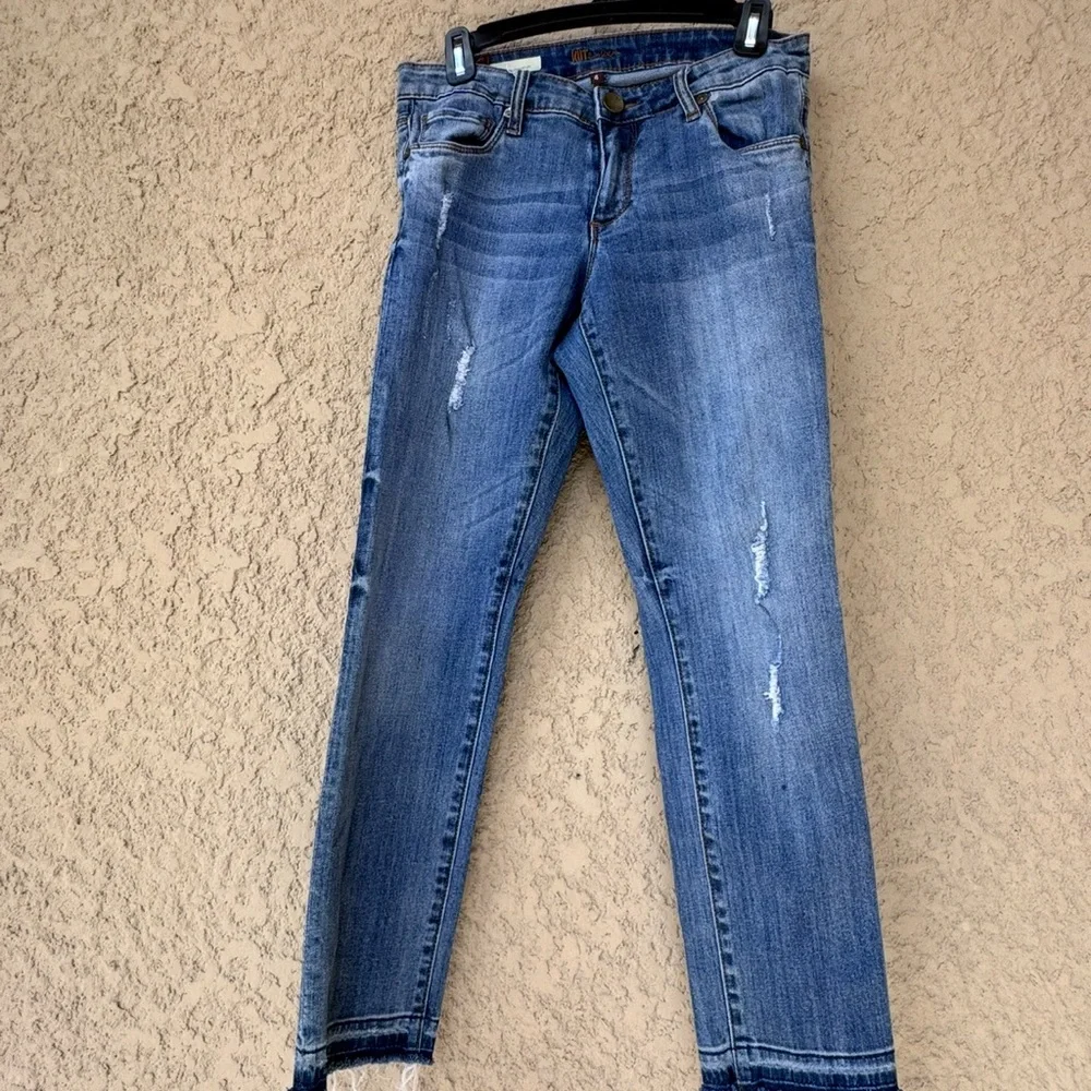 Kut From The Kloth Reese Ankle Straight Leg Jeans Women’s Sz 4 Blue Distressed - Picture 3 of 10